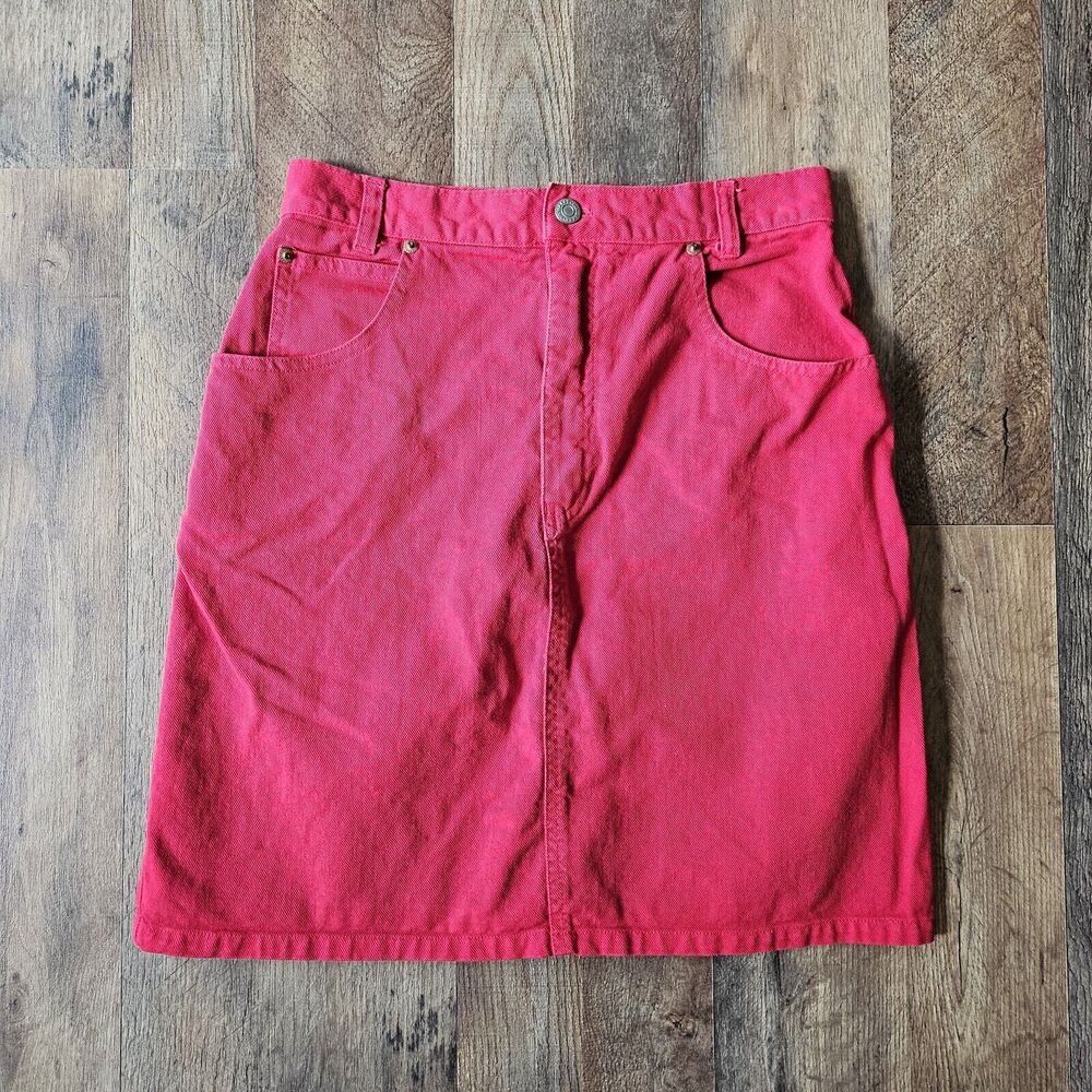 Vintage Red Denimini Skirt Skoozi